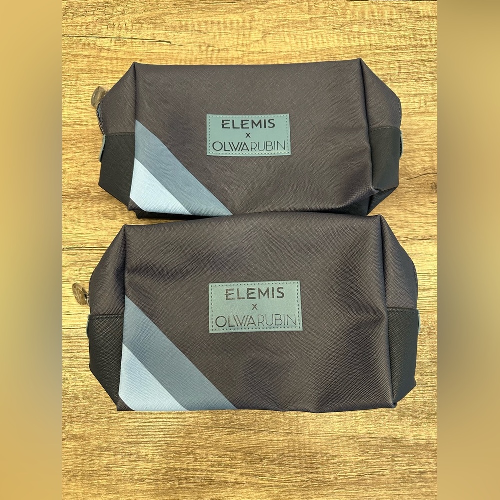 2x Elemis X Olivia Rubin Cosmetic Travel Bag Zipper Toiletry Bag Navy Blue